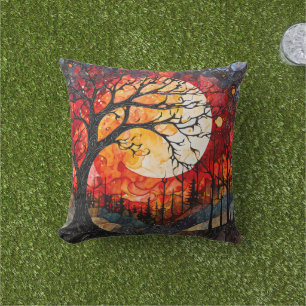 Coussin Les arbres forestiers en Pleine lune