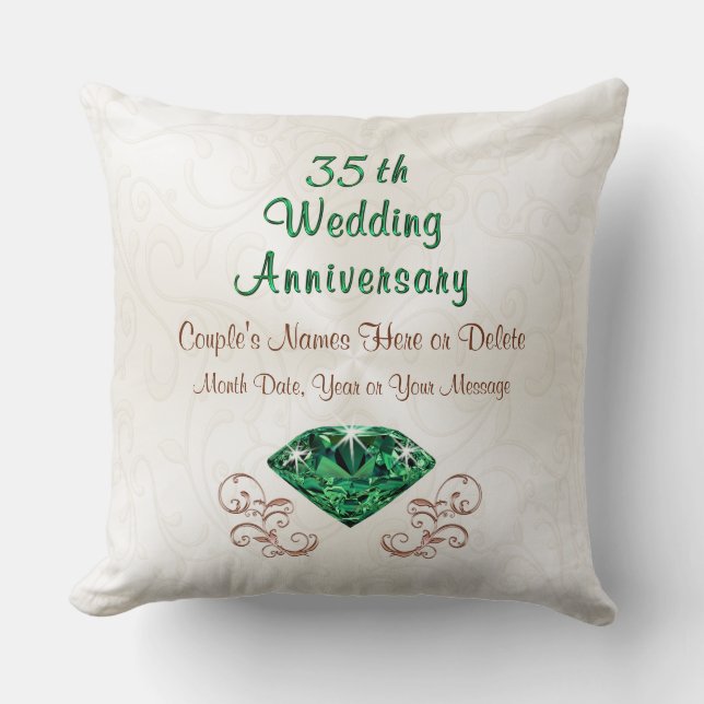 Coussin Les cadeaux du 35e anniversaire d'Emerald (Recto)