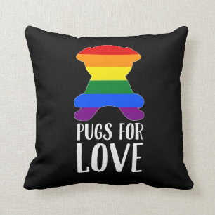 Coussin Les carlins pour l'amour célèbre le noir de gay