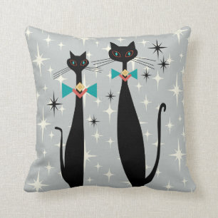 Coussin Les chats Cool modernes MCM de l'ère rétro atomi