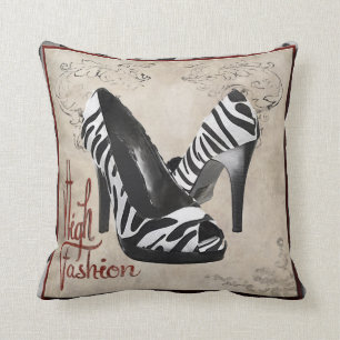 Coussin Les chaussures d'impression de zèbre se reposent,