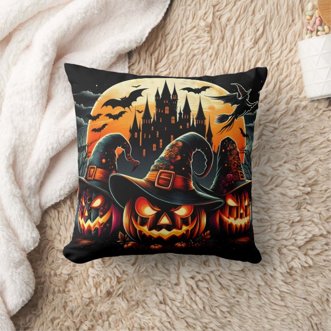 Coussin Les citrouilles éffrayants brillent au clair de lu (Couverture)