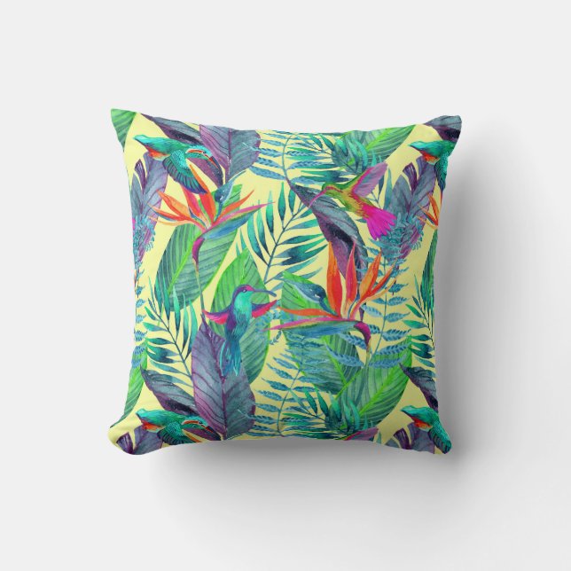 Coussin Les colibris d'aquarelle | ajoutent votre initiale (Recto)