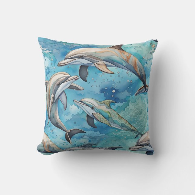 Coussin Les dauphins nageant dans la mer (Recto)