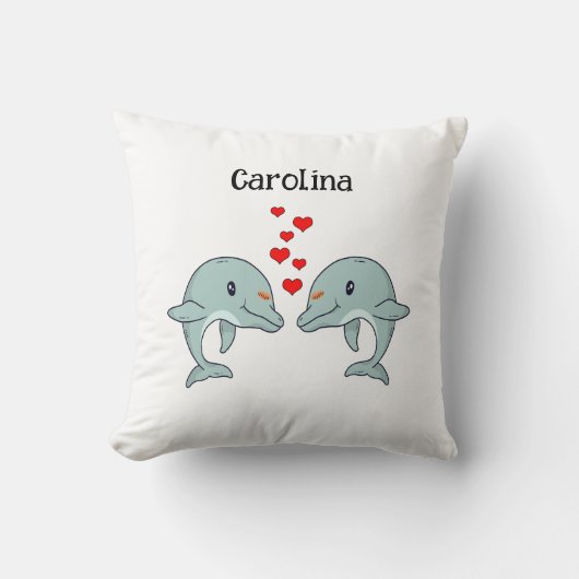 Coussin Les dauphins, totalement mignons, s'aiment (Recto)