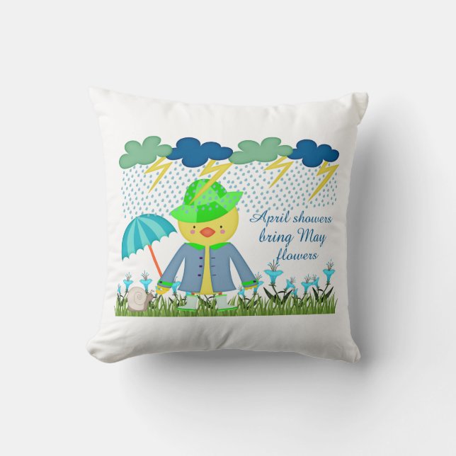 Coussin Les douches mignonnes Bring d'avril de canard (Recto)