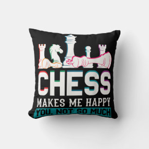 Coussin Les échecs me rendent heureux Humour drôle Cadeau