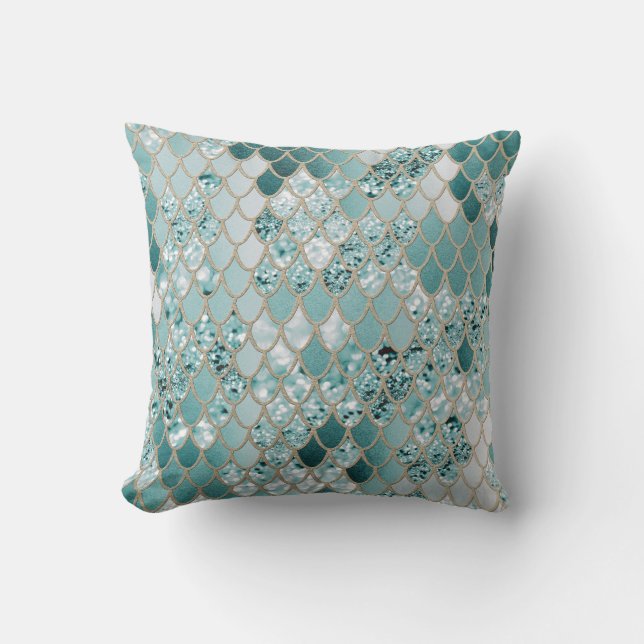 Coussin Les échelles de Parties scintillant des sirènes #3 (Recto)