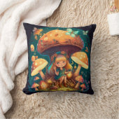 Coussin Les elfs de champignons dans le champ jettent l'or (Couverture)