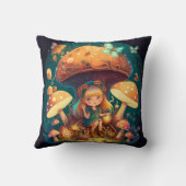 Coussin Les elfs de champignons dans le champ jettent l'or (Verso)
