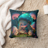 Coussin Les elfs de champignons dans le champ jettent l'or (Couverture)