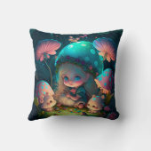 Coussin Les elfs de champignons dans le champ jettent l'or (Verso)