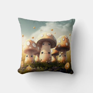 Coussin Les elfs de champignons dans le champ jettent l'or