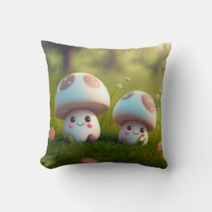 Coussin Les elfs de champignons dans le champ jettent l'or