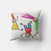 Coussin Les enfants en caricature jettent l'oreiller. (Verso)