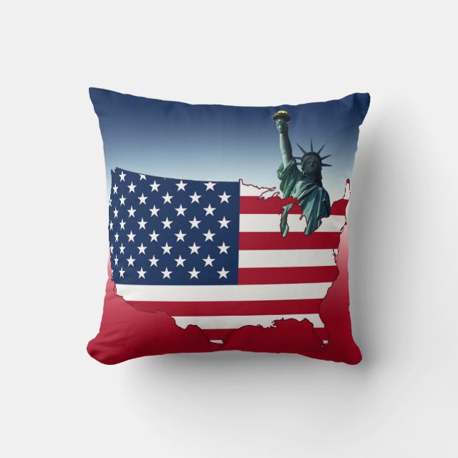 Coussin Les Etats-Unis diminuent et statue de carreau de (Recto)
