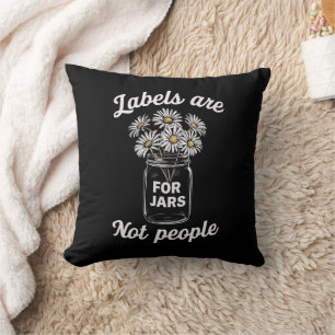 Coussin Les étiquettes sont pour les pots, pas les personn