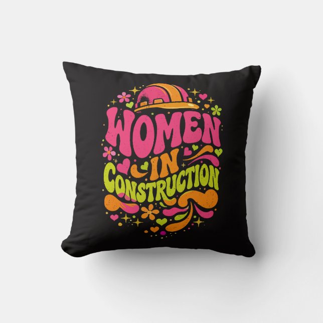 Coussin Les femmes dans la construction Rétro Empowerment (Recto)