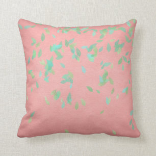 Coussin Les feuilles d'or de corail roses monnayent le