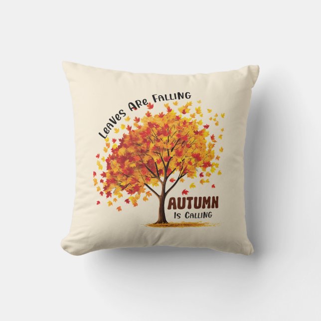 Coussin Les feuilles Tournent, L'Automne Appelle - Chaud A (Recto)