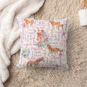 Coussin Les filles personnalisées nom collage avec poneys (Couverture)
