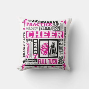 Coussin Les filles typographie à la mode en noir et rose