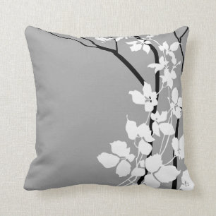 Coussin Les fleurs de cerisiers de Bella  gris noir gris b