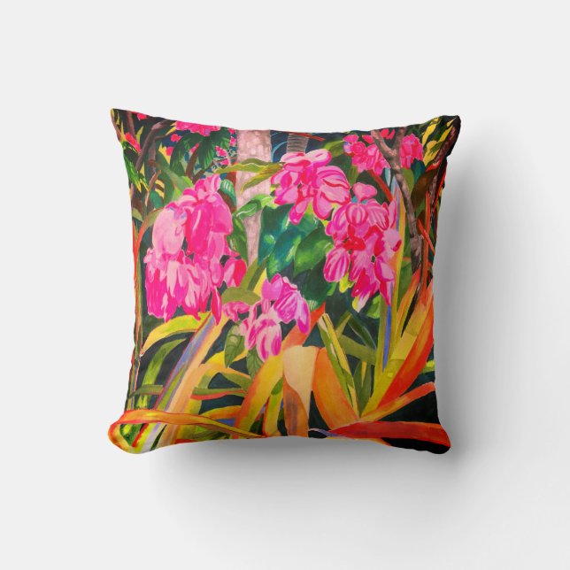 Coussin Les fleurs roses lancent l'oreiller (Recto)