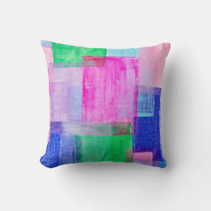 Coussin Les frottis de peinture acrylique, abstraits color