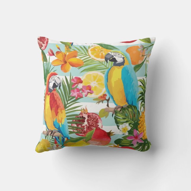 Coussin Les Fruits De La Forêt Macaw Et Tropicale (Verso)