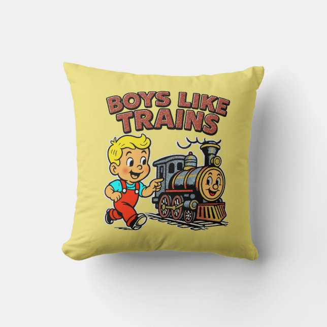 Coussin Les garçons aiment les trains (Recto)