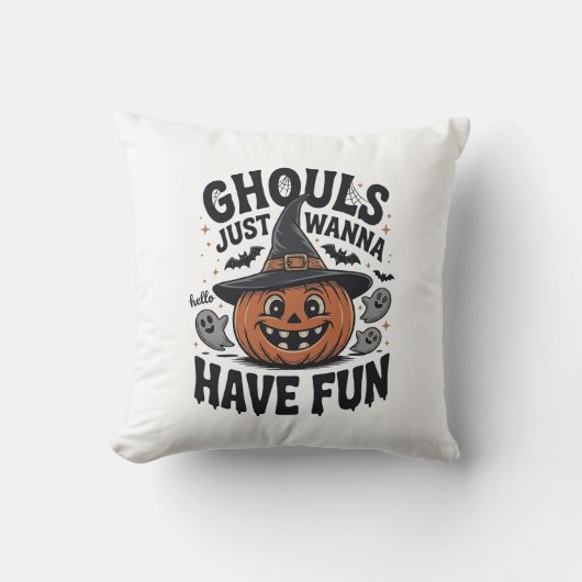 Coussin Les goules veulent juste s'amuser Halloween Citrou (Recto)