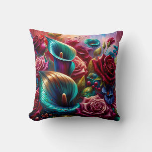 Coussin "Les gouttes de pluie sur les Roses et Calla Lilie