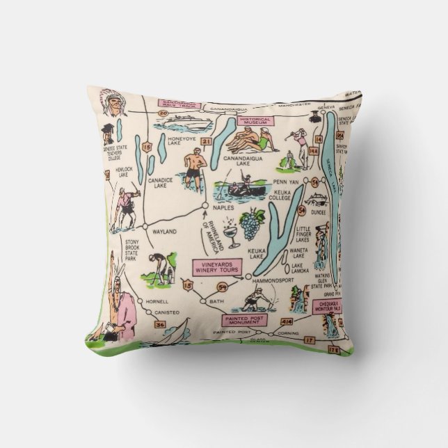 Coussin Les lacs Finger de New York (Recto)