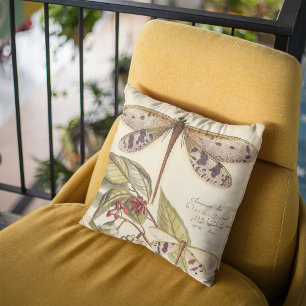 Coussin Les libellules aux Feuilles et aux fruits