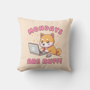 Coussin Les lundis sont durs - Chien Shiba Inu mignon Pun