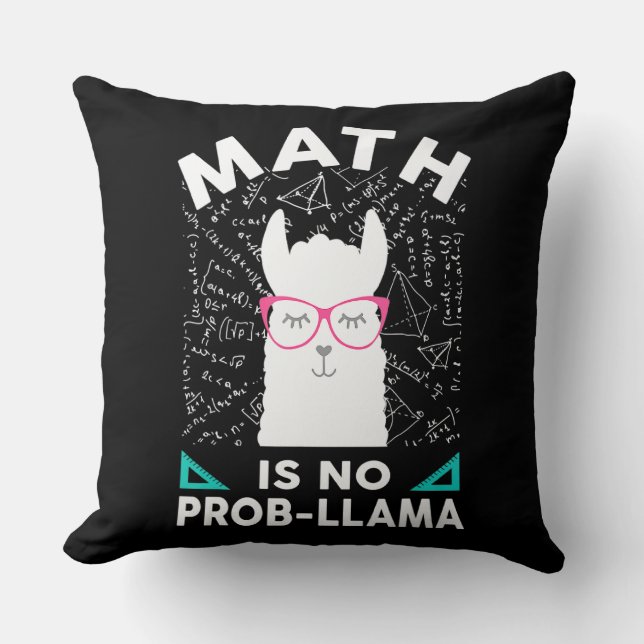 Coussin Les maths c'est pas un problème Lama Prof de maths (Recto)