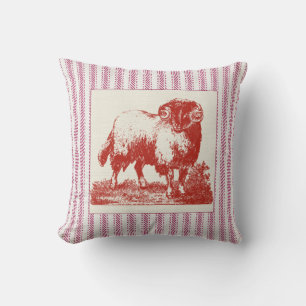 Coussin Les moutons de la ferme française avec la cueillet