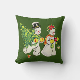 Coussin Les neiges de Noël rétro