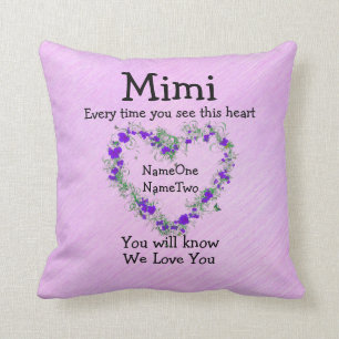 Coussin Les noms des enfants Changer Mimi - Voir Heart Lov