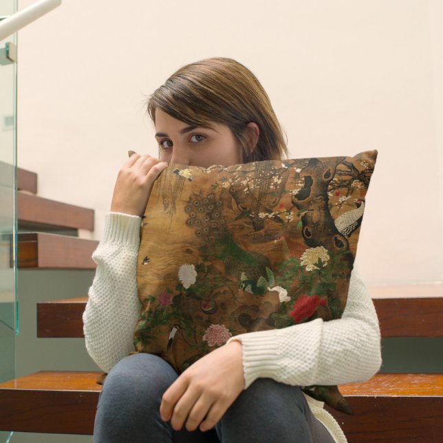 Coussin Les oiseaux se rassemblent sous le saule de printe (Créateur téléchargé)