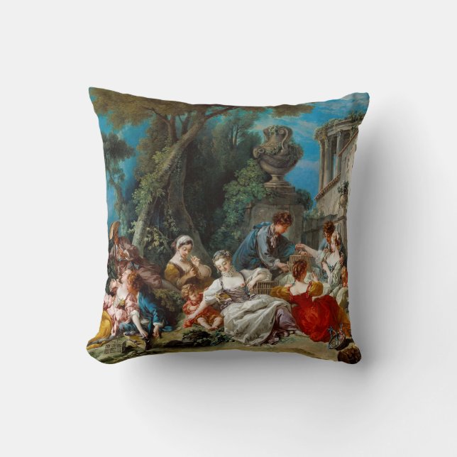 Coussin Les Oiseleurs de François Boucher (Recto)