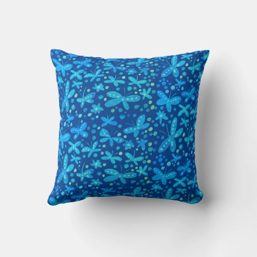 Coussin Les papillons bleus lancent l'oreiller (Verso)