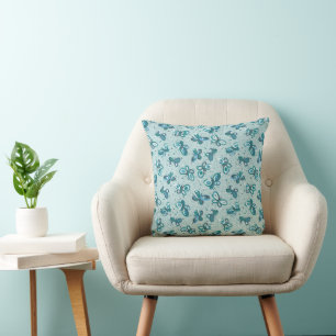 Coussin Les papillons Doodle - turquoise - motif.