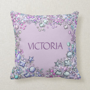Coussin Les parties scintillantes pourpres Jewels le