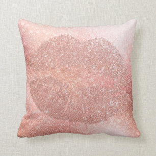 Coussin Les parties scintillantes roses de lèvres d'or