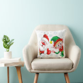 Coussin Les personnages de Noël de père Noël et Elf (Chaise)