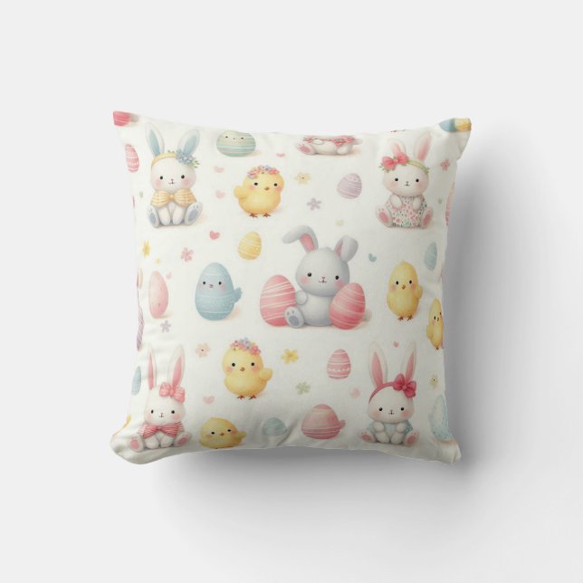 Coussin Les Petits Poussins et Lapins (Recto)