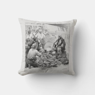 Coussin Les pirates vintages comptent leurs trésors et pil