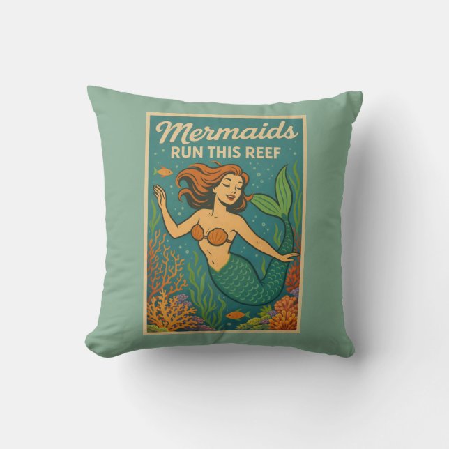 Coussin Les sirènes dirigent ce récif | Vie marine poisson (Recto)